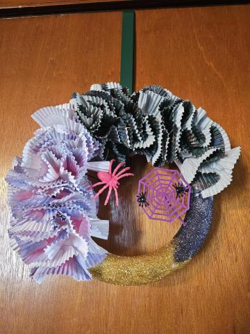 Halloween Cupcake Liner Wreath