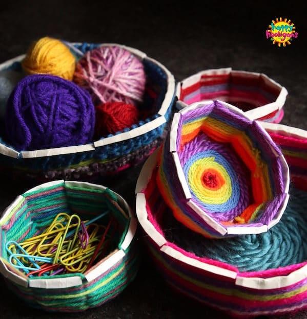 Paper plate woven bowls